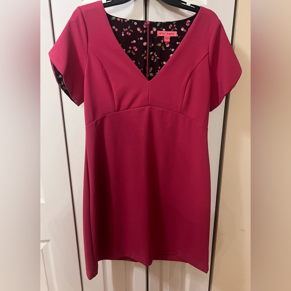 Betsy Johnson Hot Pink Dress size 12 Floral Print Lining